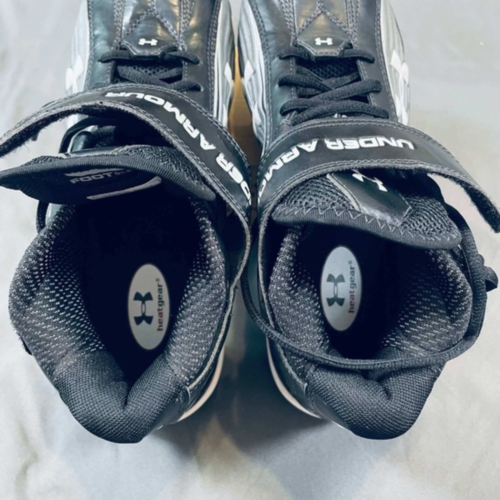 Under Armour FootSleeve Football Cleats Mens 9.5 Black Silver 1099077-011 - Picture 7 of 12
